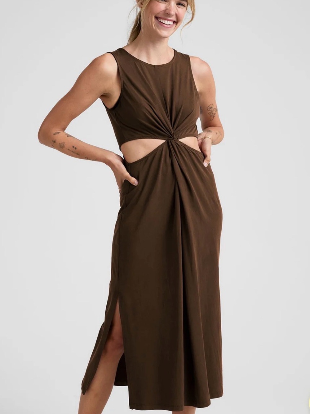 Around the world front twist dress